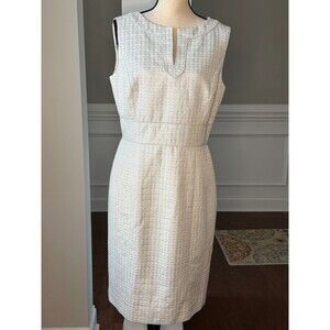 Tahari Arthur S Levine Ivory Sheath Dress w/Metallic Stitching Sz 10